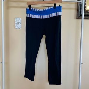 Lululemon crop legging black mesh back pocket drawstring